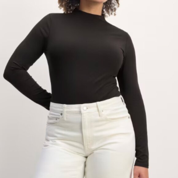 Everlane Tops - Everlane The Form Funnel-Neck Tee Long sleeve - Black - size L - NWT